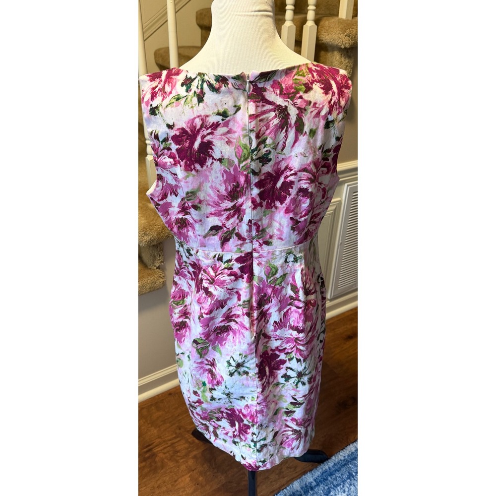 Rabbit Rabbit Rabbit Designs Pink Floral Ruffle Neck Sheath Dress w/ Pockets 14 - Picture 2 of 7